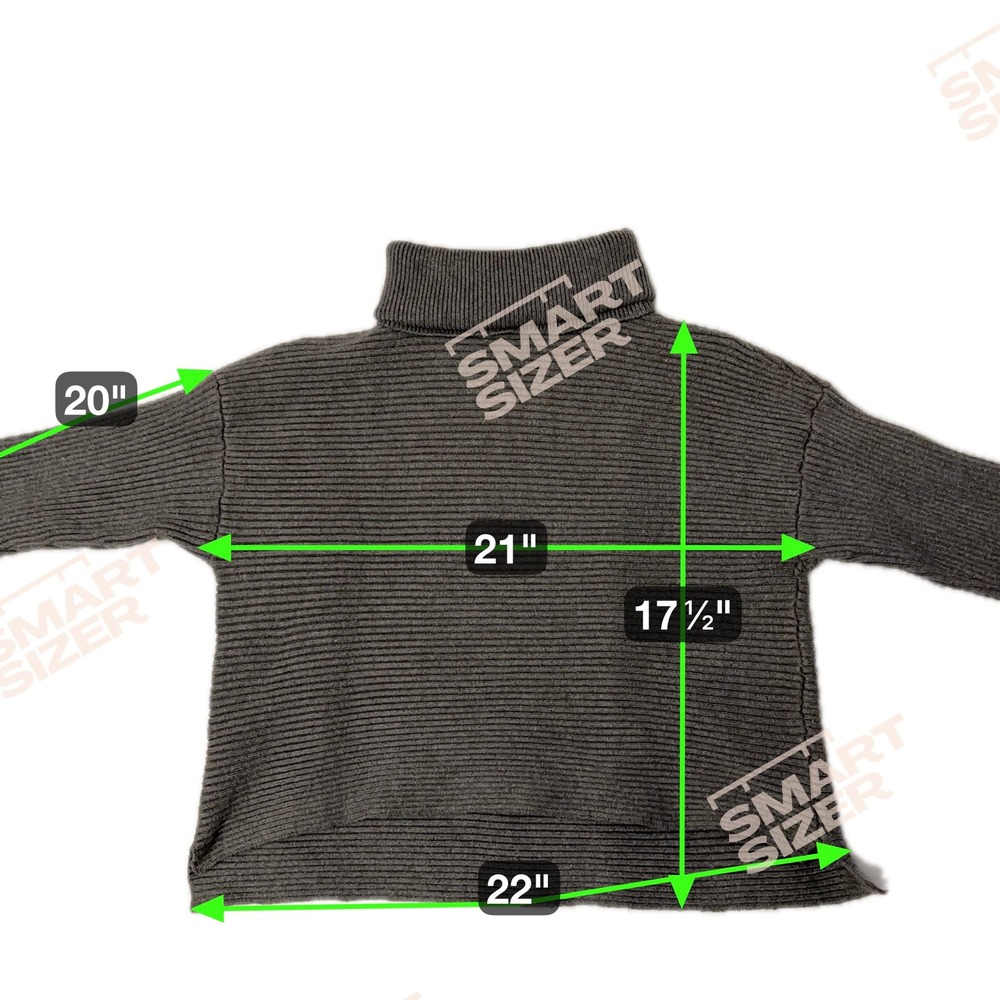 ZARA KNIT‎ Gray Ribbed High Turtleneck Boxy Cozy Thick Cropped  Sweater Size M - Picture 7 of 7